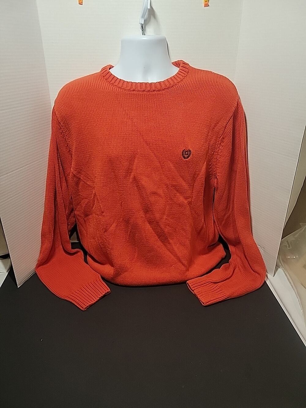 Vintage Chaps Ralph Lauren Mens Pullover Sweater Tight-knit Orange XL NWOT